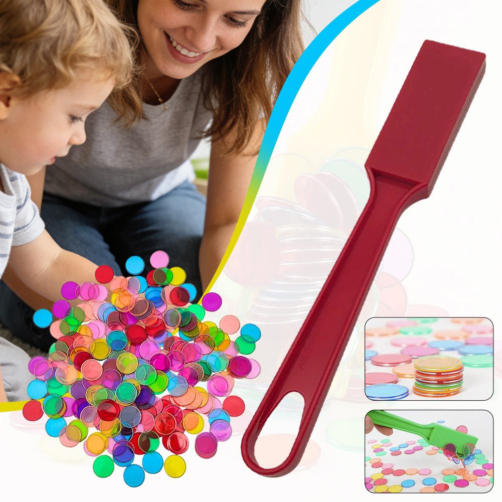 Board Game With Chips - Montessori Magnetic Chips for Bingo Wand