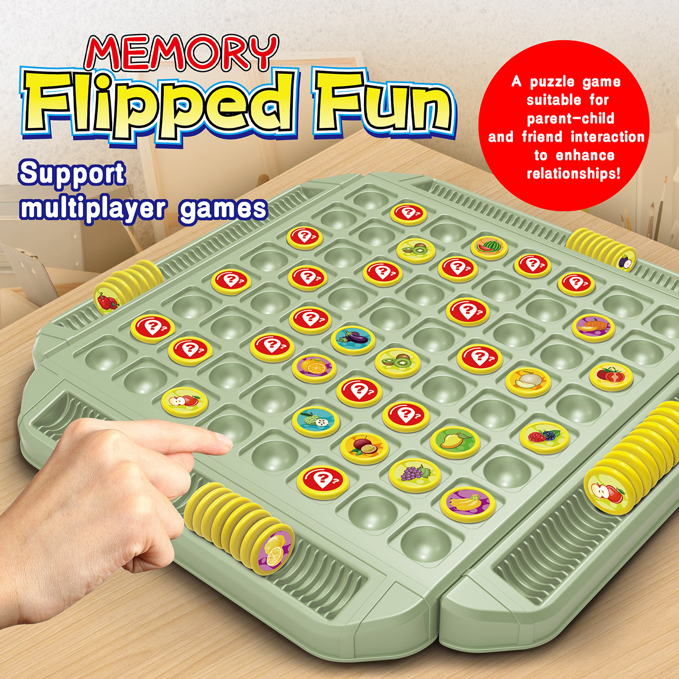 Strategy Board Game - Fruit Flip Chess Memory Match Challenge