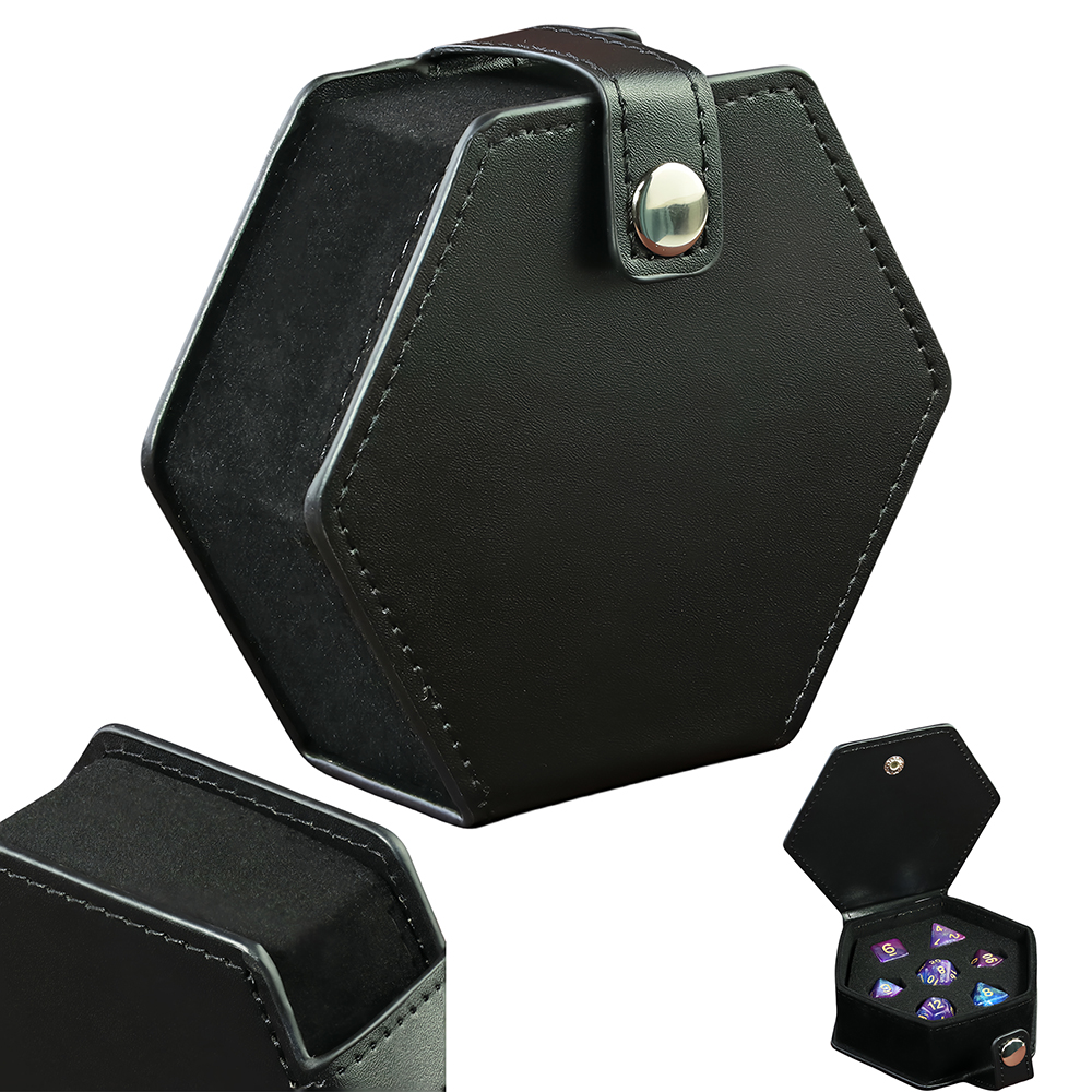 Board Game With Chips - Black Leather Box DND Dice Case