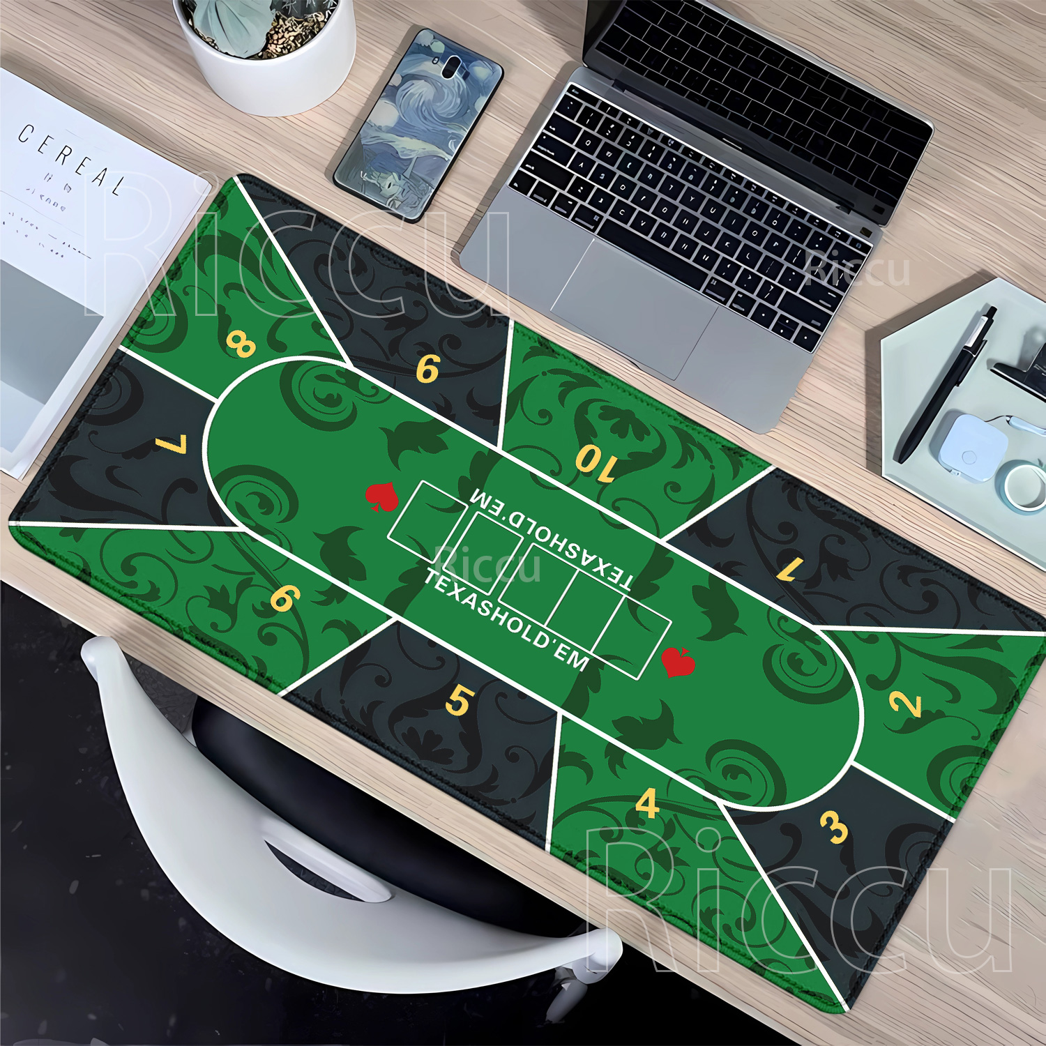 Board Game Print - Mousepad Texas Hold’em poker Rubber Nonslip