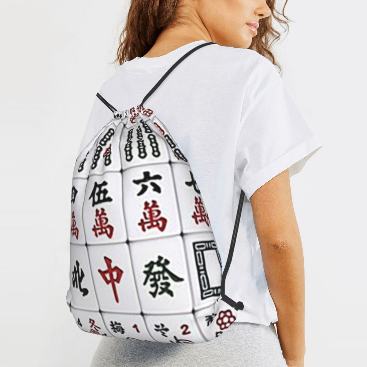 Mahjong Tile Pattern Backpacks - Tile Bag Drawstring recensione e prezzo