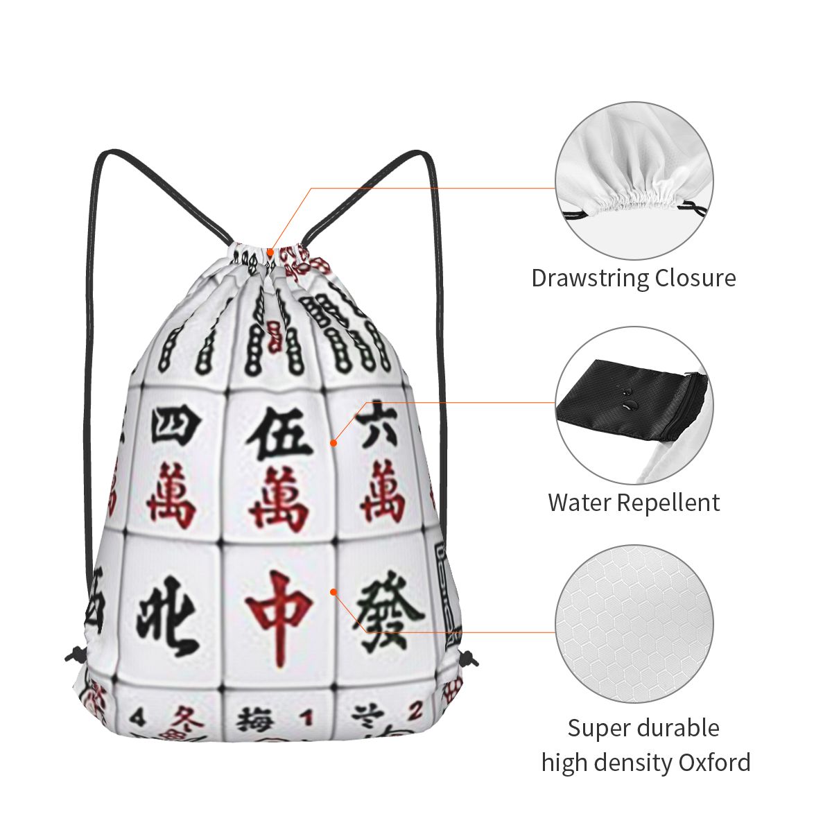 Mahjong Tile Pattern Backpacks - Tile Bag Drawstring recensione e prezzo