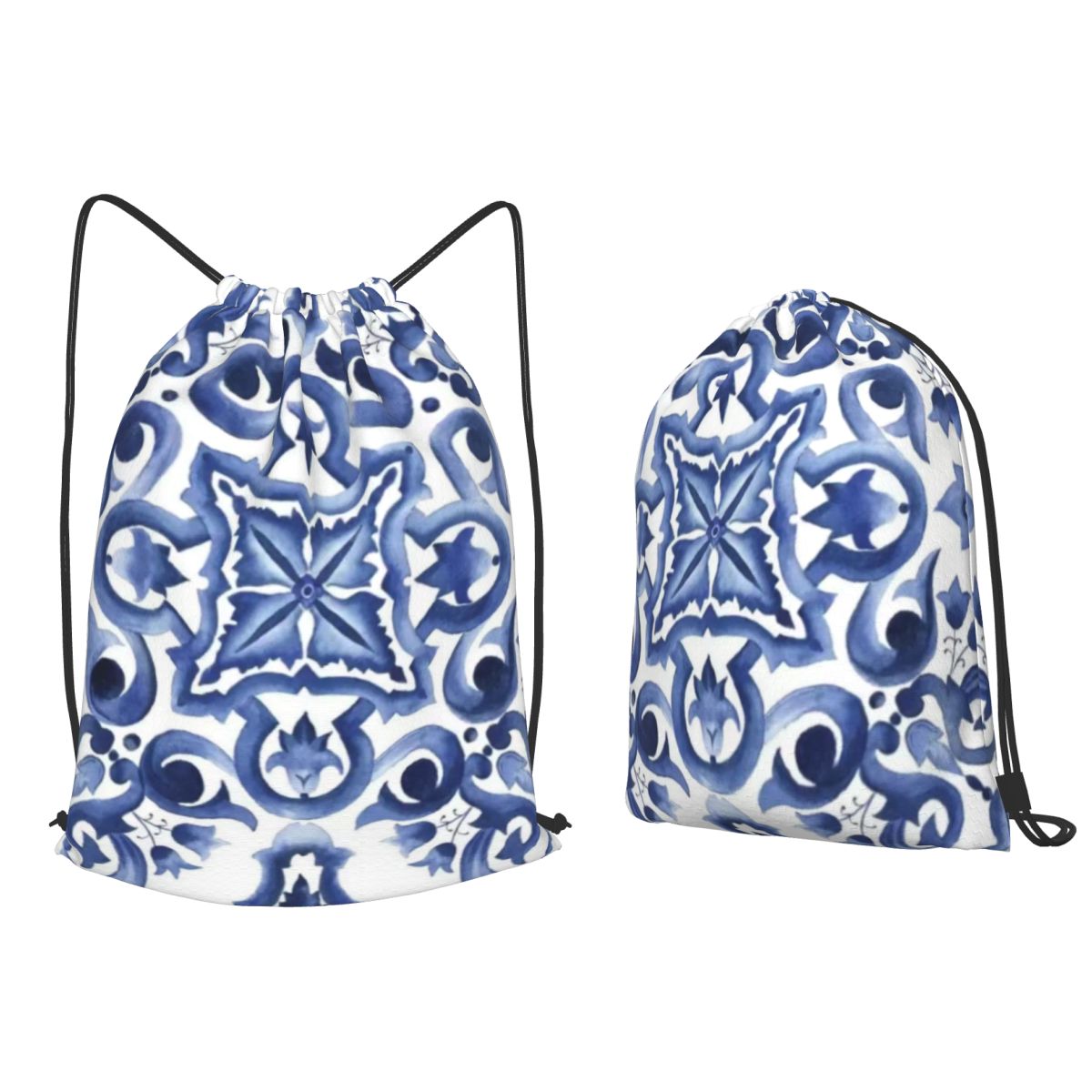 Blue Ornate Floral Mediterrane - Tile Bag Drawstring recensione e prezzo