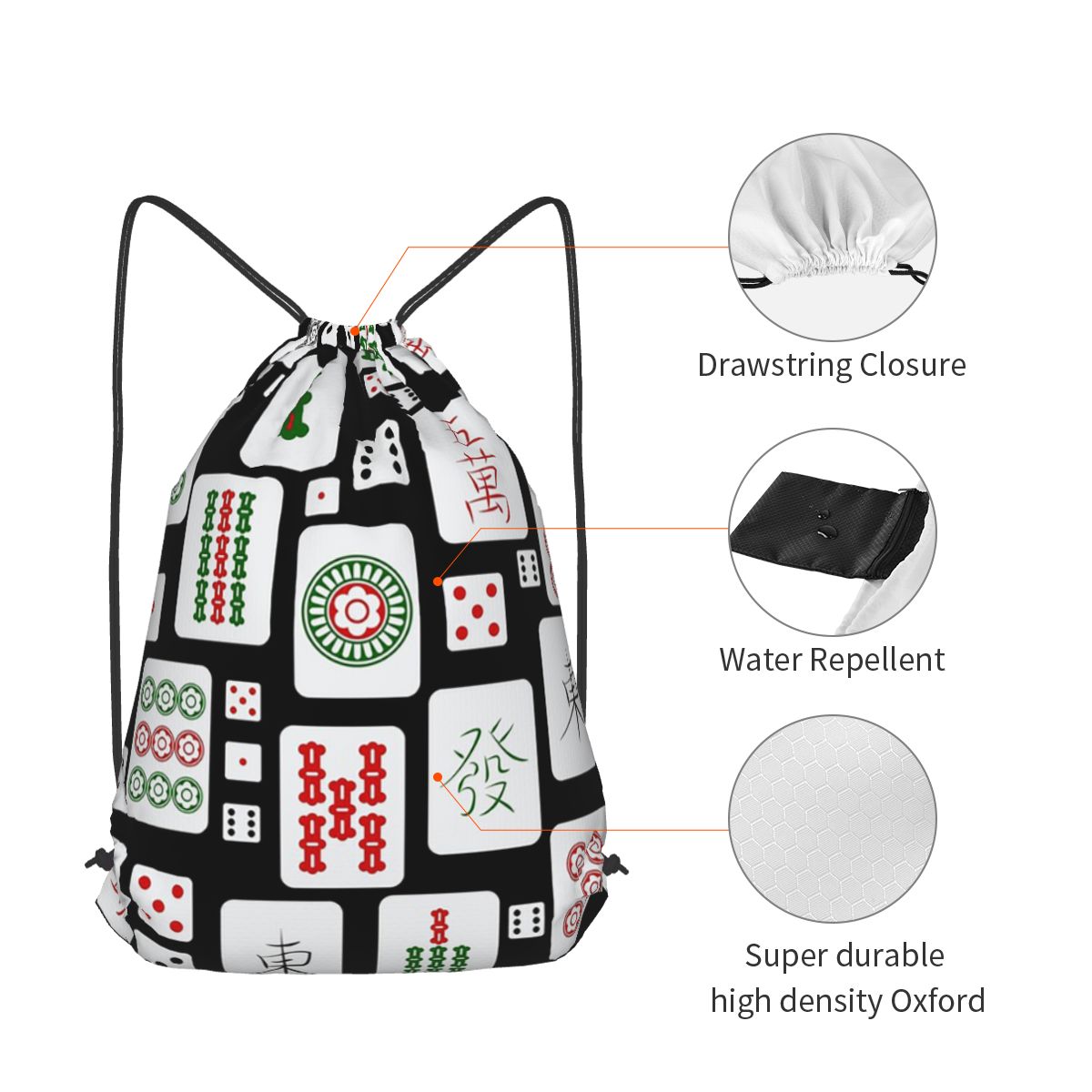 Mahjong Tiles Game Dice Backpa - Tile Bag Drawstring recensione e prezzo