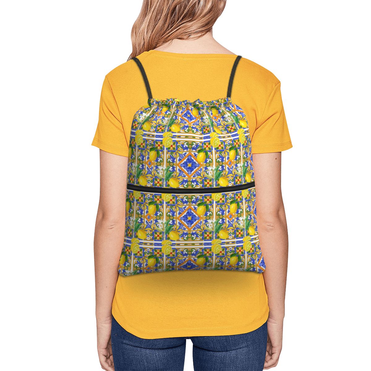 Summer ,Sicilian Tiles ,citrus - Tile Bag Drawstring recensione e prezzo