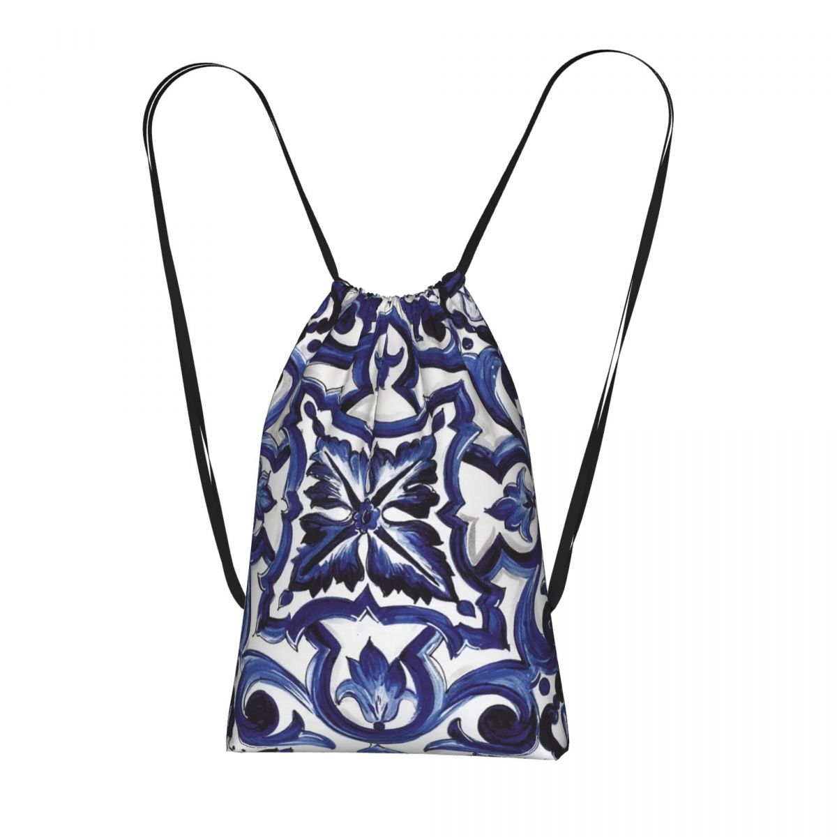 Blue Ornate Floral Mediterrane - Tile Bag Drawstring recensione e prezzo