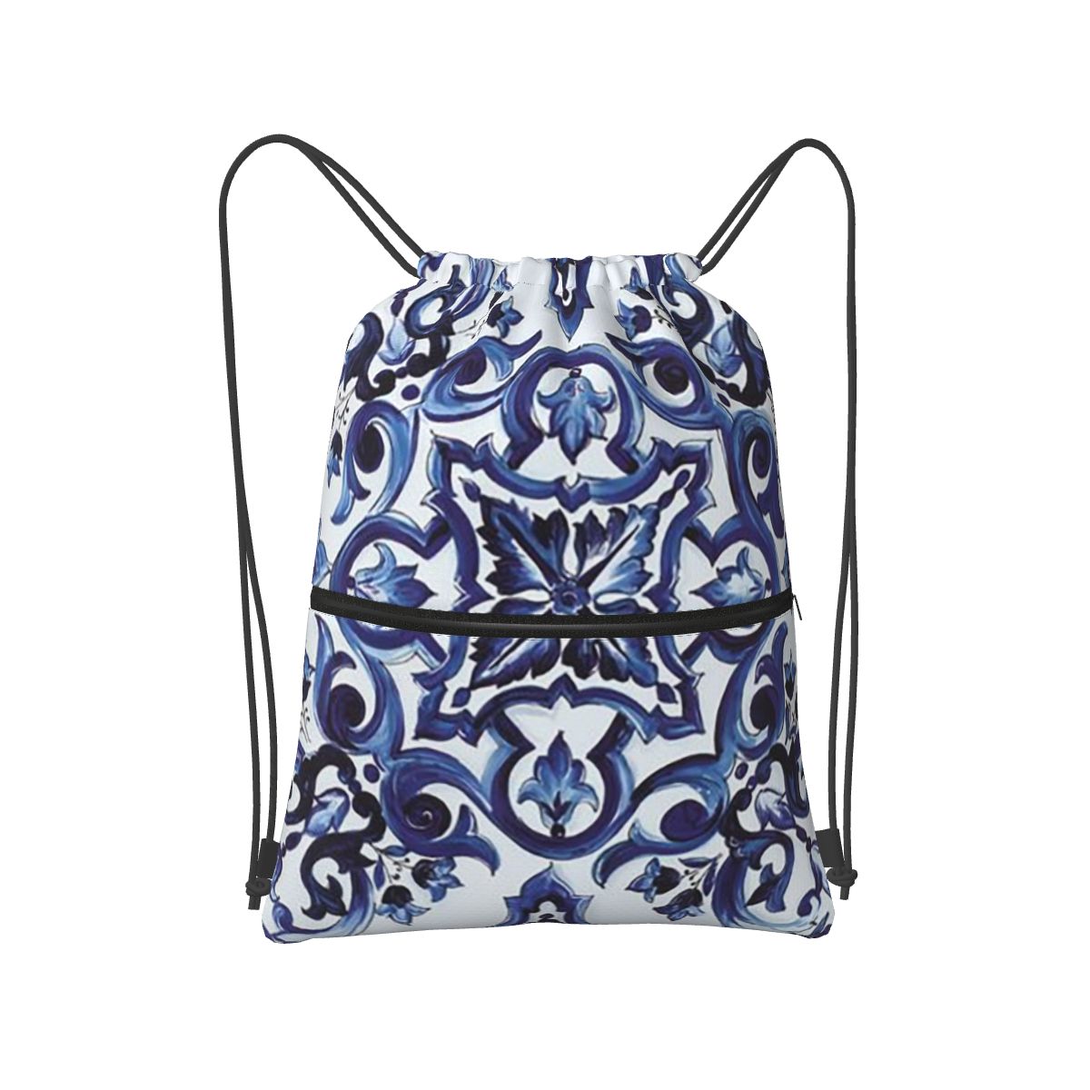 Blue Ornate Floral Mediterrane - Tile Bag Drawstring recensione e prezzo