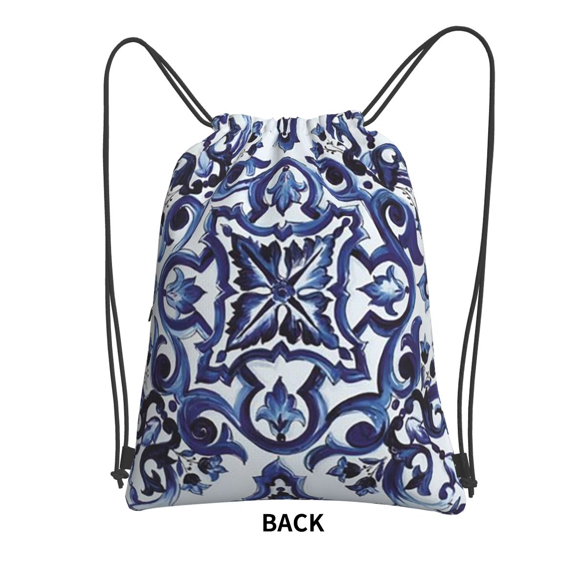 Blue Ornate Floral Mediterrane - Tile Bag Drawstring recensione e prezzo