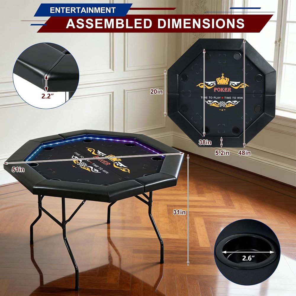 LED Poker Table or 8 Players,  - Board Game Or Boardgame recensione e prezzo