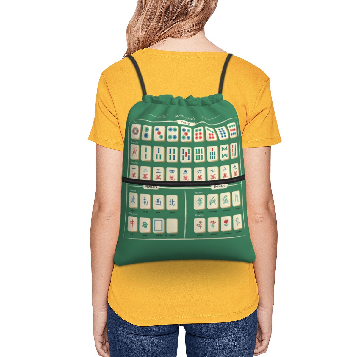 Mahjong Tile Pattern Backpacks - Tile Bag Drawstring recensione e prezzo