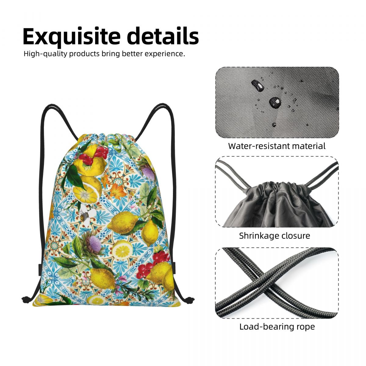 Sicilian Lemons And Romantic T - Tile Bag Drawstring recensione e prezzo