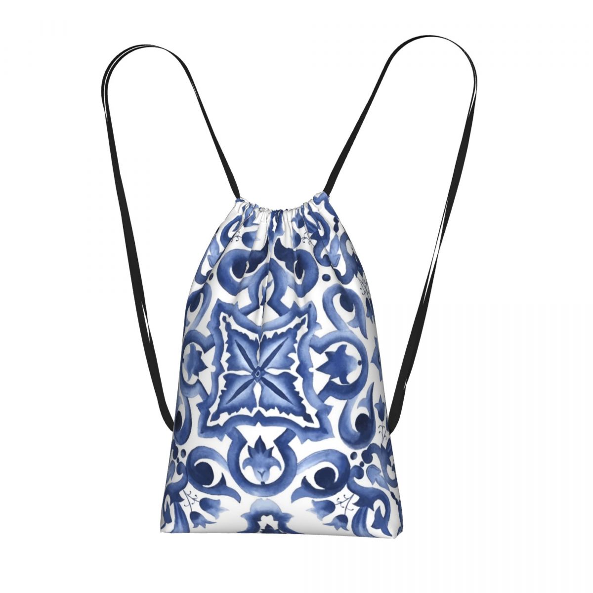 Blue Ornate Floral Mediterrane - Tile Bag Drawstring recensione e prezzo